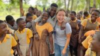 Nursing student in crowd of students during Global clinical integration